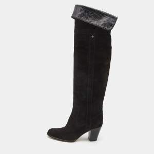 Dior Black Suede Madalie Knee Length Boots Size 39