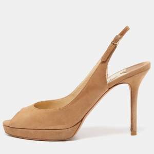 Pre Owned Jimmy Choo Btown Suede Clue Slingback Peep Toe Sandals Size 39