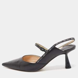 Pre Owned Jimmy Choo Black Leather Ray Slingback Pumps Size 37