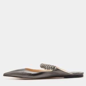 Jimmy Choo Metallic Leather Pointed Toe Mules Size 39