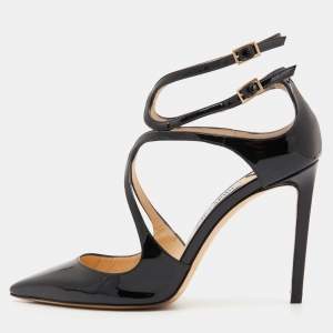 Pre Owned Jimmy Choo Black Patent Leather Lancer Pumps Size 39