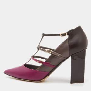 Pre Owned Jimmy Choo Tricolor Leather Strappy Pumps Size 40