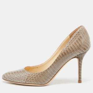 Pre Owned Jimmy Choo Grey Water Snake Leather Gilbert Pumps Size 37