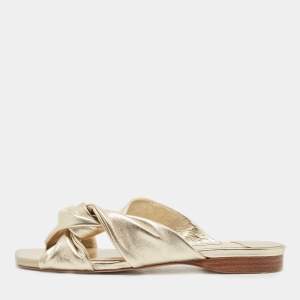 Jimmy Choo Gold Leather Slide Flats Size 39