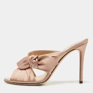 Pre Owned Jimmy Choo Beige Satin Keely Slide Sandals Size 39