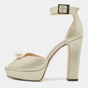 Jimmy Choo Metallic Laminated Suede Socorie Sandals Size 41