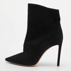 Pre Owned Jimmy Choo Black Suede Zip Ankle Length Boots Size 38