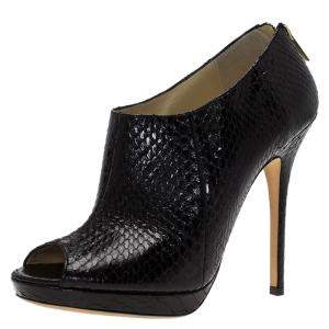 Jimmy Choo Black Python Leather Booties Size 38.5