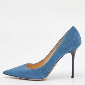 Pre Owned Jimmy Choo Blue Denim Abel Pointed Toe Pumps Size 39