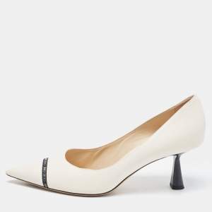 Pre Owned Jimmy Choo Cream Leather Rene Pumps Size 41.5
