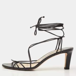 Pre Owned Jimmy Choo Black Leather Sandals Size 37