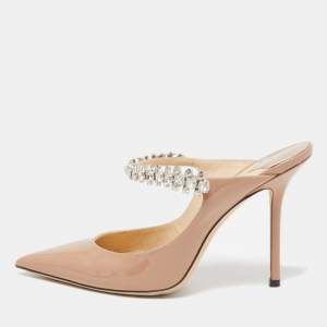 Jimmy Choo Beige Patent Bing Mules Size 37