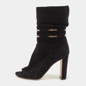 Pre Owned Jimmy Choo Black Suede Ankle Boots Size 36.5