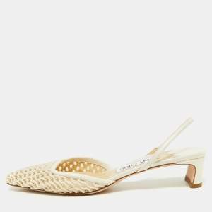 Jimmy Choo Beige Rope and Leather Erica Slingback Sandals Size 38