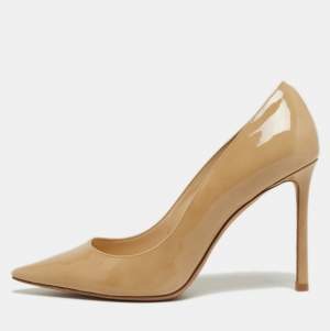 Pre Owned Jimmy Choo Beige Patent Romy  Pumps Size 37.5