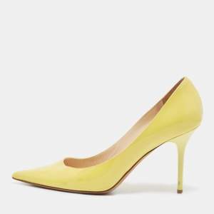 Pre Owned Jimmy Choo Yellow Patent Leather Love Pumps Size 37