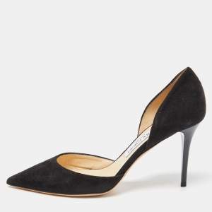 Pre Owned Jimmy Choo Black Suede D'orsay Pointed Pumps Size 37.5