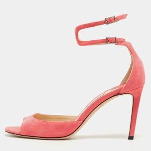 Pre Owned Jimmy Choo Pink Suede Lane Sandals Size 38.5