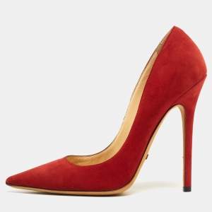 Pre Owned Jimmy Choo Red Suede Romy Pumps Size 37