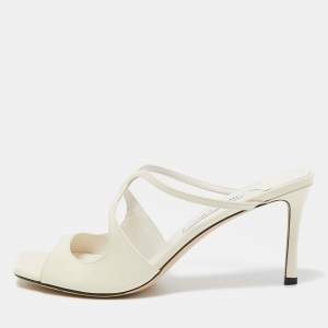 Pre Owned Jimmy Choo Off White Patent Leather Anise Sandals Size 42