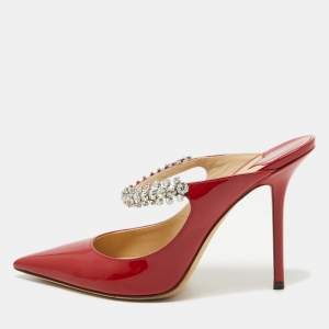 Pre Owned Jimmy Choo Red Patent Bing Mules Size 40