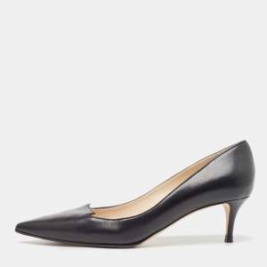 Pre Owned Jimmy Choo Black Leather Allure Pointed Toe Pumps Size 38