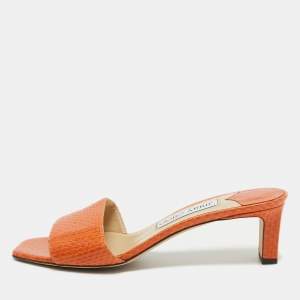 Jimmy Choo Orange Python K-Slide Sandals Size 37