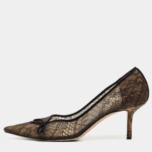 Pre Owned Jimmy Choo Black Lace Cibelle Pumps Size 37
