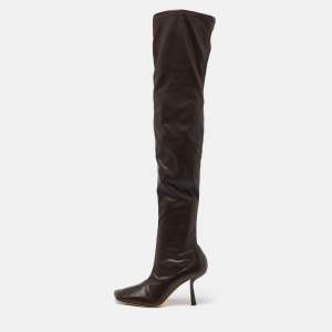 Pre Owned Jimmy Choo Brown Leather Over The Knee Length Boots Size 40