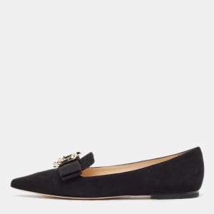 Jimmy Choo Black Suede Gala Smoking Slipper Size 35