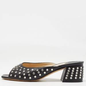 Pre Owned Jimmy Choo Black Studded Leather Jynx Mules Size 36
