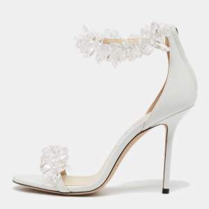 Pre Owned Jimmy Choo White Leather Maisel Sandals Size 40