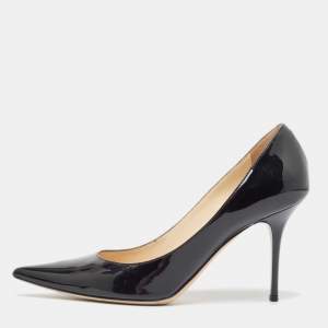 Jimmy Choo Black Patent Allure Pointed Toe Pumps Size 38