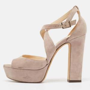 Jimmy Choo Grey Suede April Platform Sandals Size 36