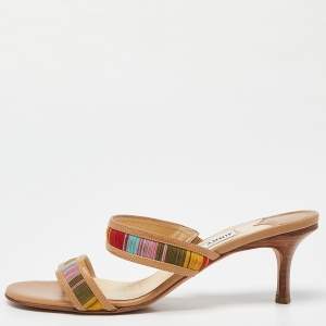 Jimmy Choo Multicolor Suede and Leather Slide Sandals Size 37