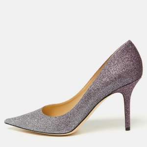 Jimmy Choo Purple Coarse Glitter Romy Pumps Size 39.5