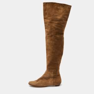 Pre Owned Jimmy Choo Brown Suede Over The Knee Length Boots Size 40