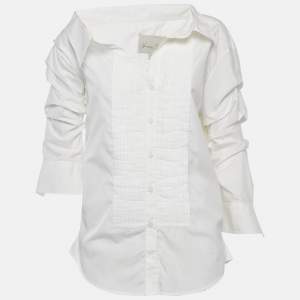 Pre Owned Johanna Ortiz White Cotton Pintuck Detail Shirt S