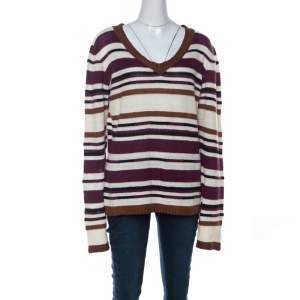 John Galliano Multicolor Striped Crochet knit Sweater L