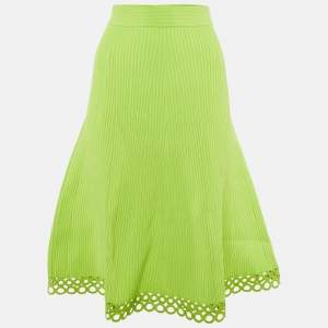 Pre Owned Jonathan Simkhai Lime Green Ribbed A-line Midi Skirt XS