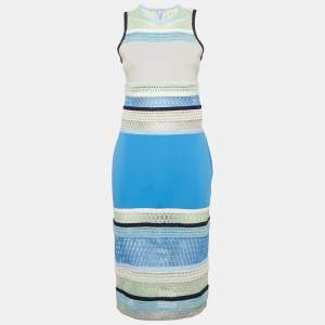 Jonathan Simkhai Blue Lace and Neoprene Sheath Dress M