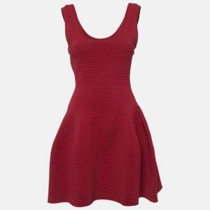 Jonathan Simkhai Red Textured Stretch Knit Flared Mini Dress M