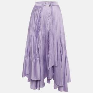 Pre Owned Jonathan Simkhai Lavender Plisses Buckle Detail Mckenna Midi Skirt M