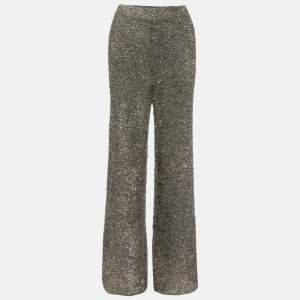 Joseph Metallic Lurex Knit Wide Leg Pants XS