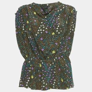 Pre Owned Joseph Black Silk Lionel Tellis Floral Top M