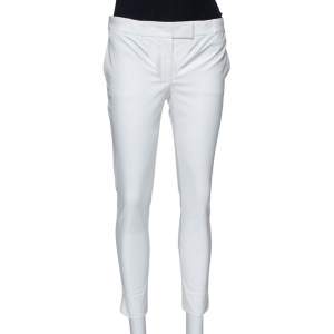 Joseph White Cotton Blend Bing Court Cropped Stretch Trousers S