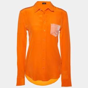 Joseph Orange Silk & Organza Pocket Shirt M