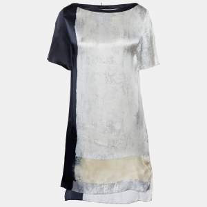 Joseph Cream & Black Paint Printed Silk Pattina Dress L
