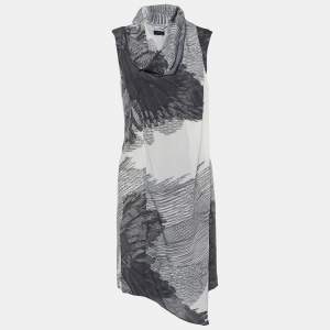 Joseph Monochrome Eagle Printed Silk Neck Scarf Detail Cooper Dress M