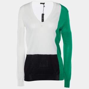 Joseph Color Block Cotton Knit Lightweight Sweater XS